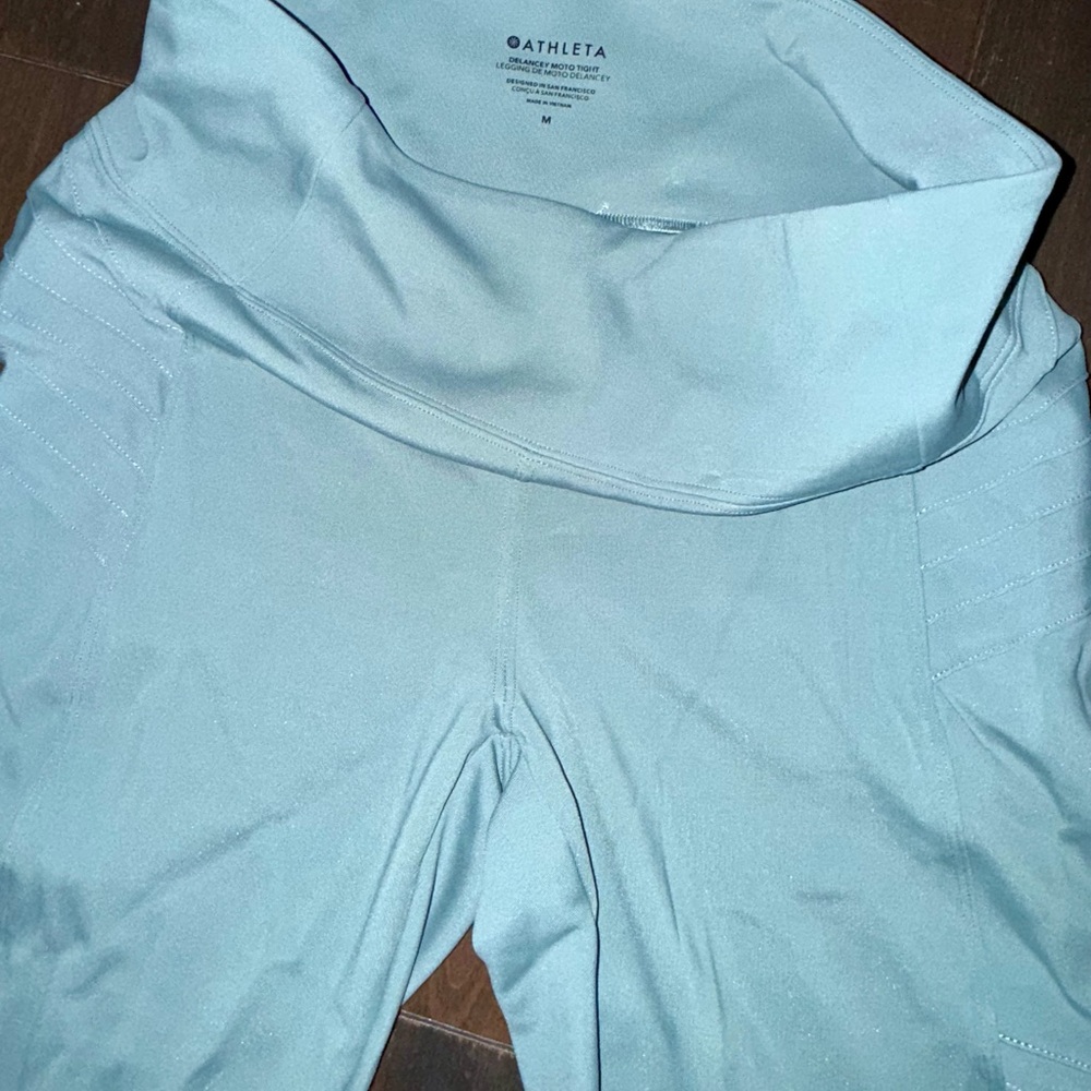 Athleta Balance Moto Tight Leggings Medium Sage Green High Rise Zip Ankle Moto - Picture 5 of 13